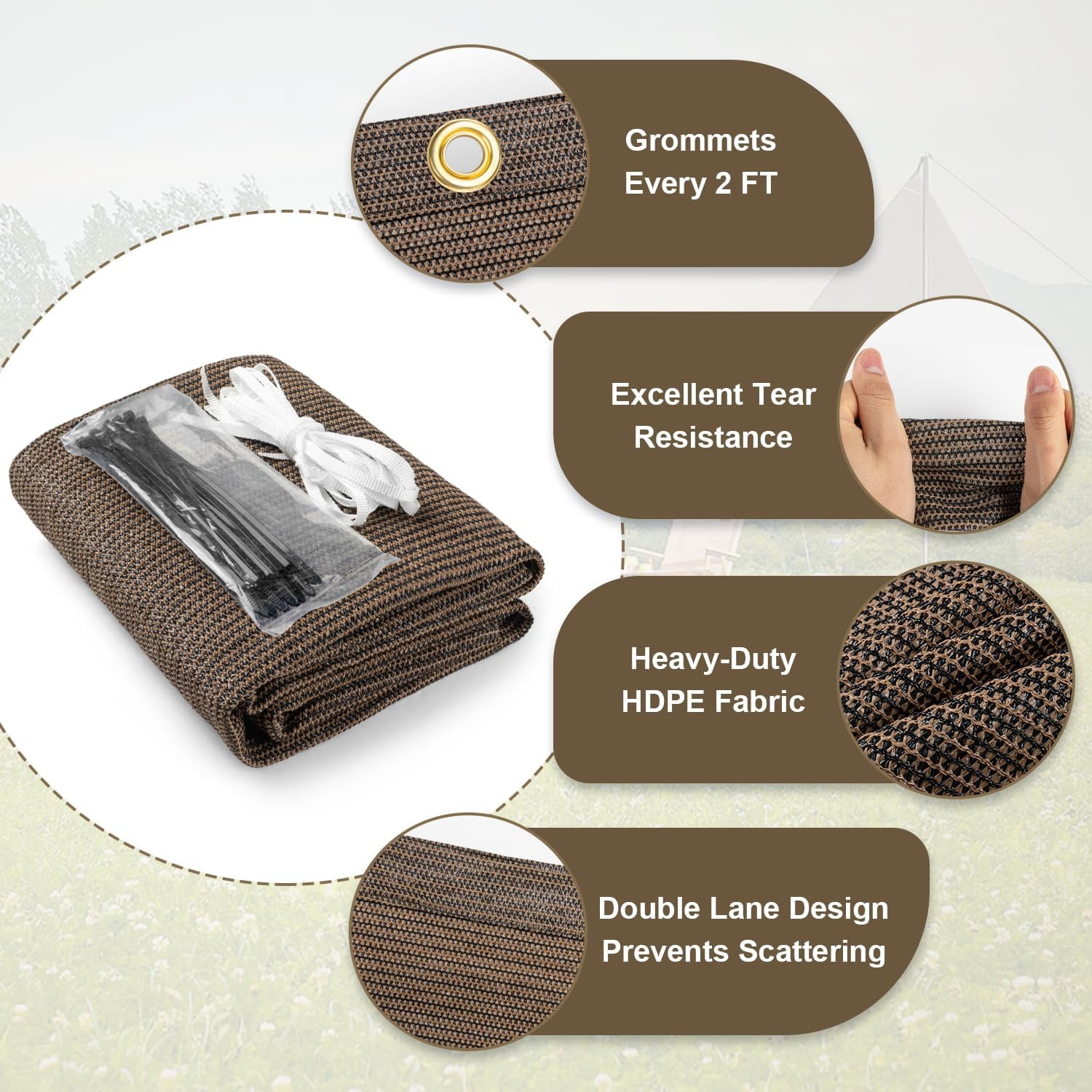 LOVE STORY Custom Size 7'x20' Brown Sun Shade Cloth with Grommets Pergola Shade Cover 95% UV Protection for Outdoor