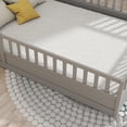 thumbnail image 5 of Miniyam Wood Full Size Floor Bed with High Fence, Door, Gray, 5 of 7