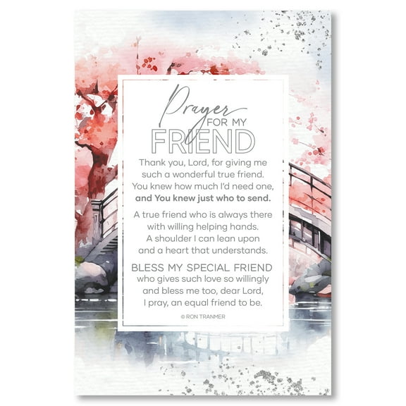 DEXSA Prayer For My Friend Wood Plaque with Easel and Hook Wall Tabletop Art - 6 inches x 9 inches