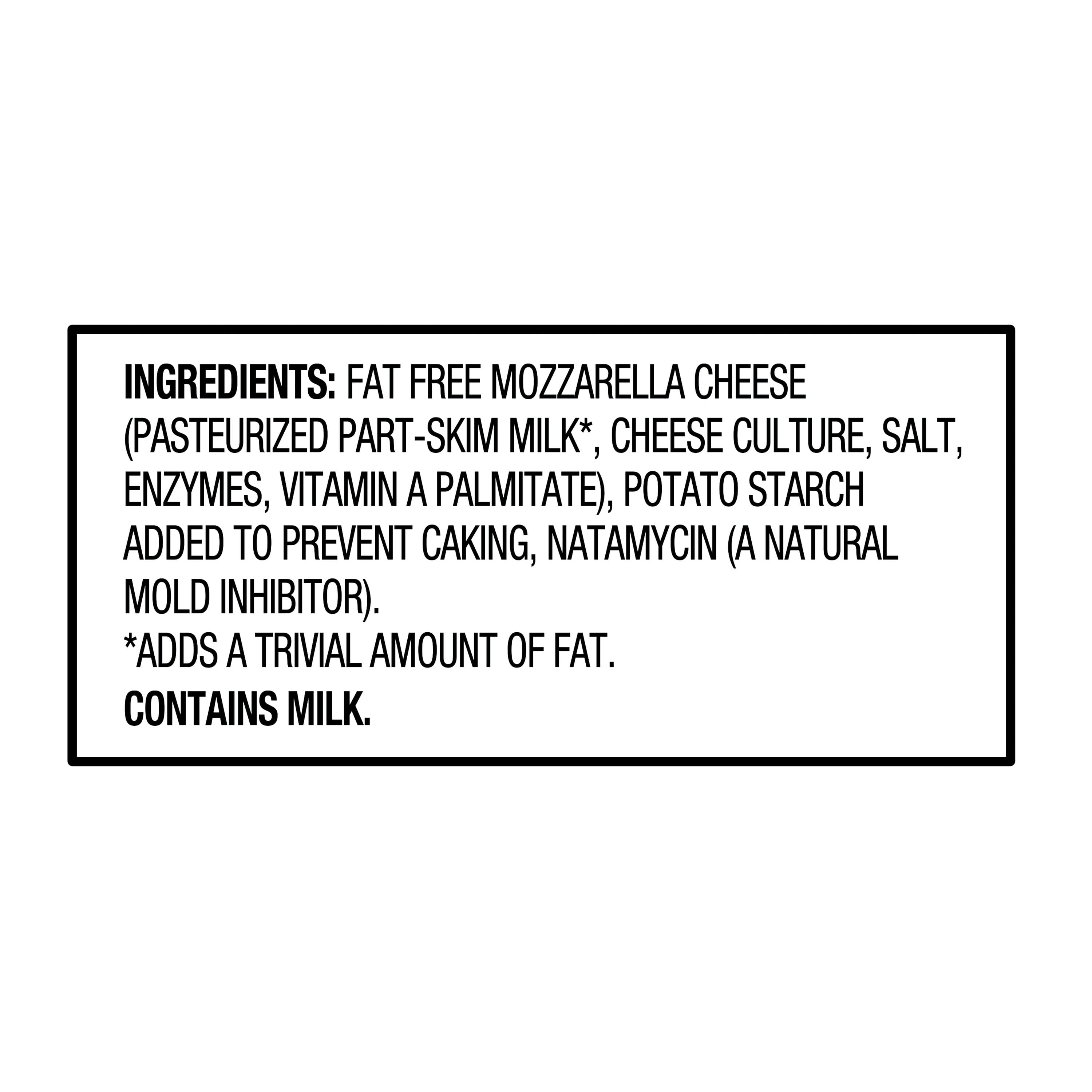 Great Value Fat-Free Mozzarella Shredded Cheese, 7 oz Bag