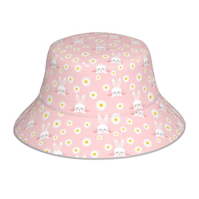 Fotbe Rabbit Sunflower Sombrero Tipo Pescador con Estampado – Sombrero de Sol de Algodón de Moda para Playa, Golf, Pesca