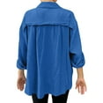 thumbnail image 3 of XFLWAM Long Sleeve Button Down Shirts for Women Collared Lightweight Textured Casual Shacket Tops Blue L, 3 of 6