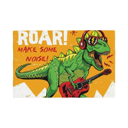 

Placemats Set of 4 / 6 Cool Dinosaur Playing Guitar Placemats for Dining Table Indoor/Outdoors Heat Resistant Washable Placemats 18 x 12
