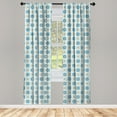 thumbnail image 4 of Ambesonne Moroccan Window Curtains, Oriental Star Shape Motifs, Each 28" W x 95" L, Deep Sky Blue Ecru, 4 of 4