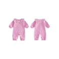 thumbnail image 2 of RUINIXCW Newborn Baby Girl Spring Fall Clothes Infant Girls Plaid Gingham Outfit One Piece Romper 0 3 6 12 18 Months Ruffled Doll Collar Long Sleeve Button Down Jumpsuit, 2 of 9