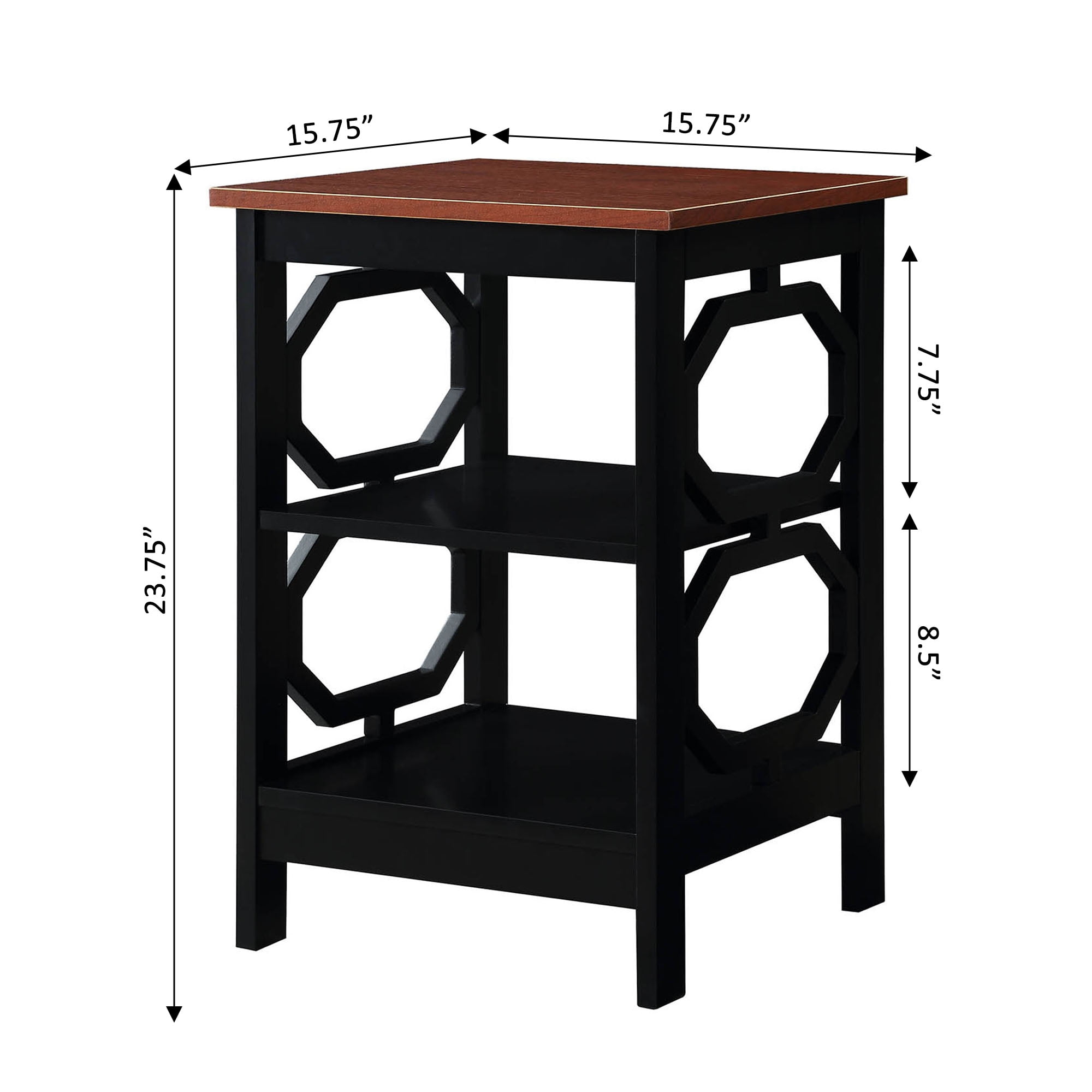 Convenience Concepts Omega End Table with Shelf, Cherry Top/Black
