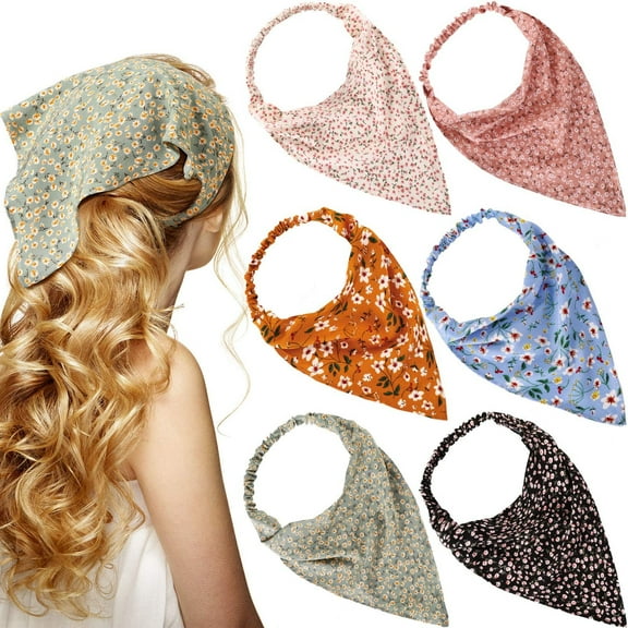 6 Pcs Floral Bandanas for Women Girl Boho Daisy Hair Scarf Headband Kerchief