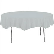Creative Converting Shimmering Silver Tablecover, Octy Round 82" Polylined Tissue