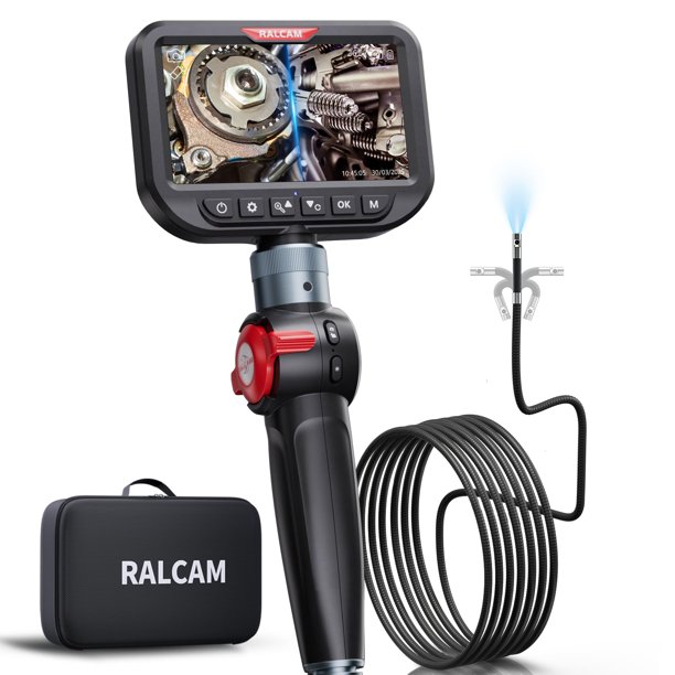 Boroscopio RALCAM de doble lente articulada de 10 pies con pantalla HD de 5 pulgadas