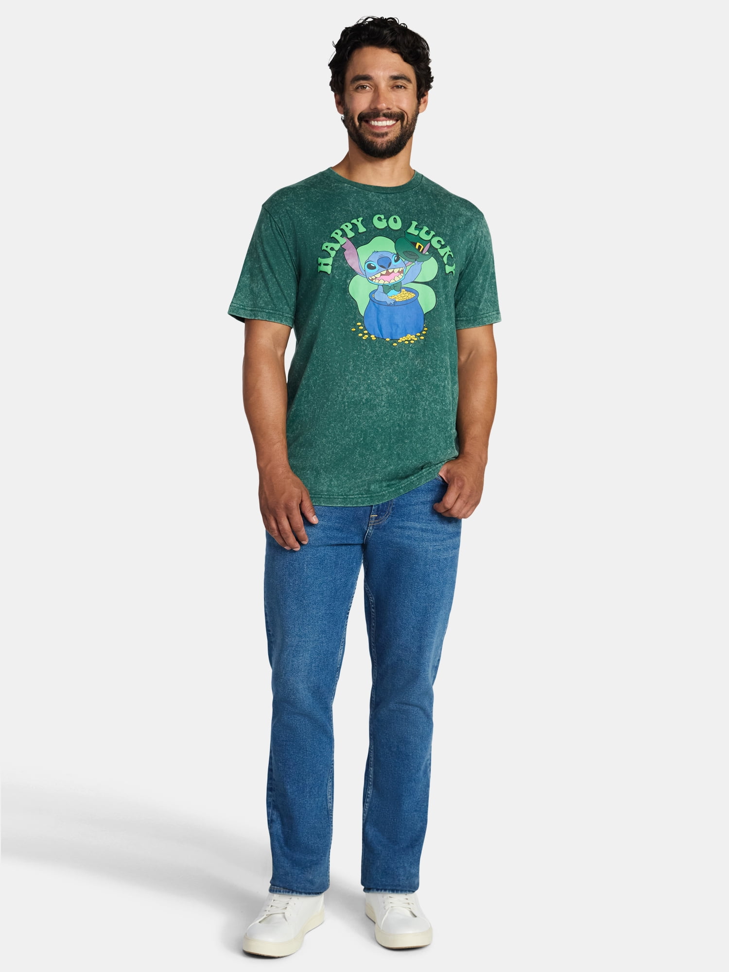St. Patrick's Day Men's and Big Men's Disney Lilo & Stitch Graphic Tee Shirt, Sizes XS-5XL