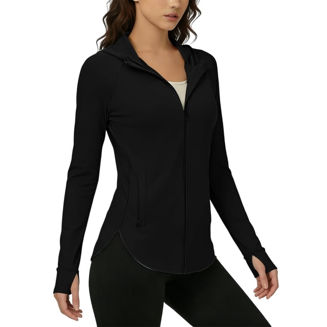Neewe Veste Athlétique Légère pour Femmes Protection Solaire Fermeture Éclair Intégrale Chandails à Manches Longues Randonnée Plein Air Poches