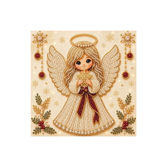 Ledyu DIY Christmas Pearl Art Kit With Frame Christmas Pearl Beads Art Craft for Adults Beginner Gemstone Diamond Dots Beads Handmade Hanging Painting Kit for Home (A)