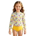 thumbnail image 5 of SGMVNU Girls Rash Guard Two Piece Swimsuits Long Sleeve Swim Top with Sporty Shorts Cute Bathing Suit Kids Swimwear, Size 4-5 Years, zt3-Yellow, 5 of 5