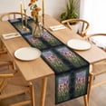 thumbnail image 3 of Table Runner 36 Inches Long for Kitchen Dining, Stained Glass Dresser Scarf Farmhouse, Dining Table Decorations for Wedding/Parties, Vintage Abstract Botanical Plant 13 x 36 In, 3 of 8