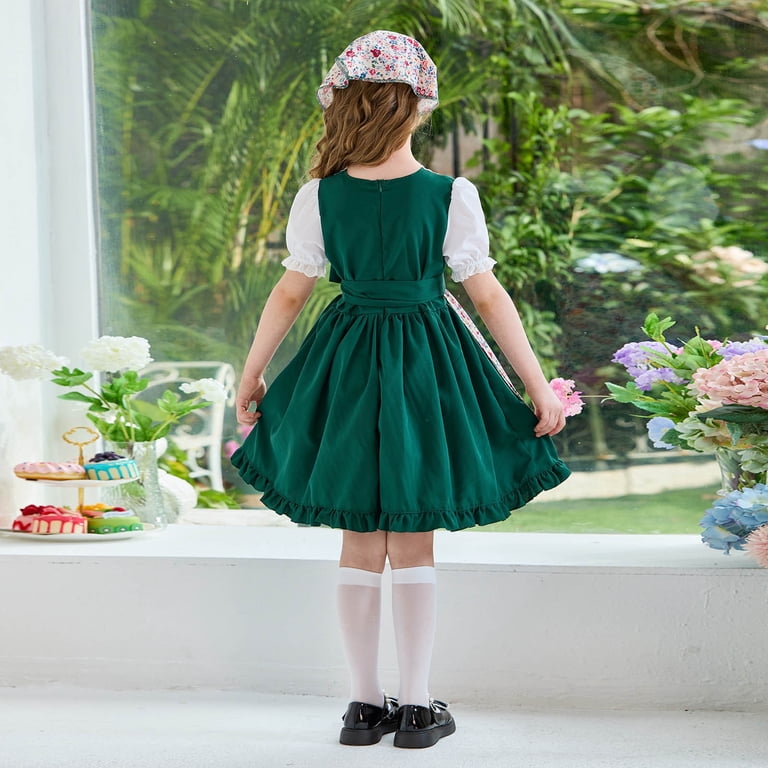 oktoberfest dress green Women Oktoberfest Costumes 3 Pieces Velvet Traditional Bavarian Vintage German Dirndl Dress