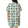 thumbnail image 6 of Uemuo Lighthouse Pattern Women's Short-Sleeved Pajama, Button-Front Loungewear, 2-Piece Summer Sleepwear, Elastic Drawstring Shorts-4X-Large, 6 of 7