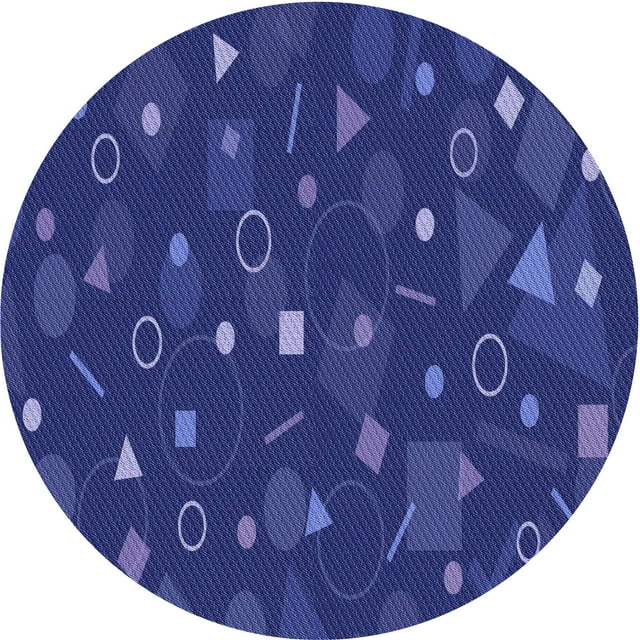 Ahgly Company Tapis Rond Lavable en Machine Intérieur Transitionnel Denim Bleu Foncé, 3 Pieds Rond