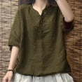 thumbnail image 2 of Timegard Hauts d'Été pour Femmes Col Montant Boutons Ample Léger Décontracté Manches Courtes Blouse, 2 of 6