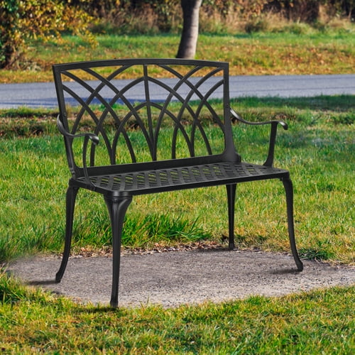 Garden Bench, Outdoor Cast Aluminum Outdoor Patio Bench Loveseats Park