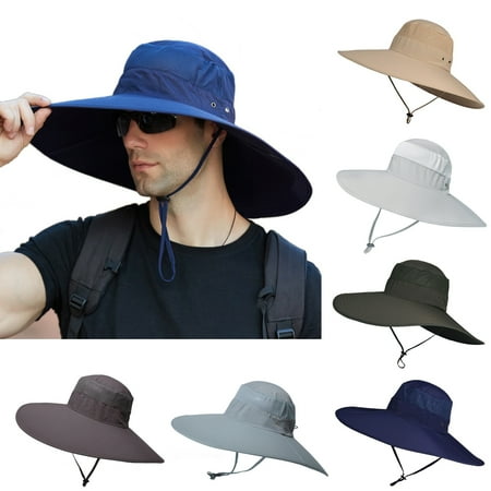 Bobasndm Mens Large Brim Fishermans Mesh Sun Hat for Outdoor Leisure Fishing Climbing Sun Protection