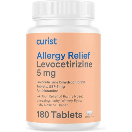 Curist Allergy Relief Medicine Generic Xyzal Levocetirizine 5 mg Antihistamine Tablets 180 ct
