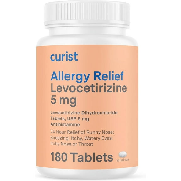 Curist Allergy Relief Medicine Generic Xyzal Levocetirizine 5 mg Antihistamine Tablets 180 ct