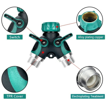 PATHONOR 2 Way Y Hose Connector, Grip Garden Hose Y Valve Garden Hose Splitter with 3 adapter 3 Washers for house lawn patio garden orchard