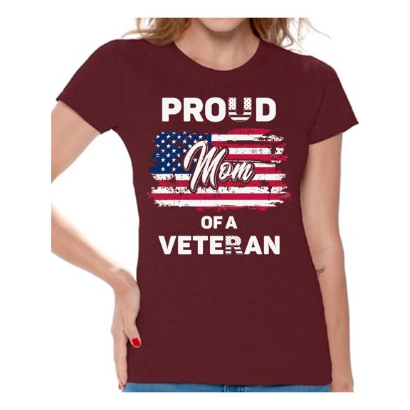 Awkward Styles Proud Mom of a Veteran Shirt USA Gifts for Mom Retro American Flag Mom Tshirt Proud Mom Patriotic Mom Veteran Shirts 4th of July Gifts Vintage USA T shirt for Mom Veteran Gifts