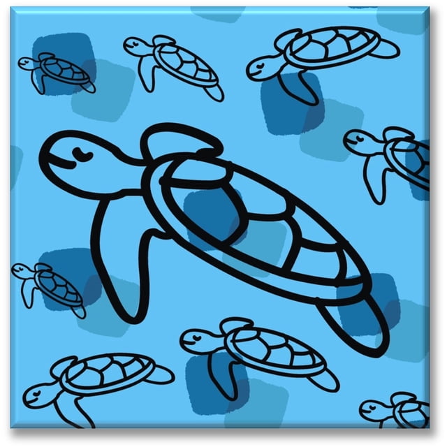 Cuadro Canva Listo Para Colgar Tipo Galería Tortugas Nadando 80X80 cm