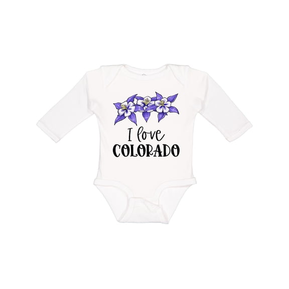 Inktastic I Love Colorado Columbine Flowers Boys or Girls Long Sleeve Baby Bodysuit