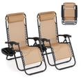 thumbnail image 3 of Set of 2 Folding Patio Lounge Chairs, Adjustable Reclining Chaise Loungers with Cup Holder Tray and Removable Headrest for Poolside, Beach and Backyard, 3 of 8