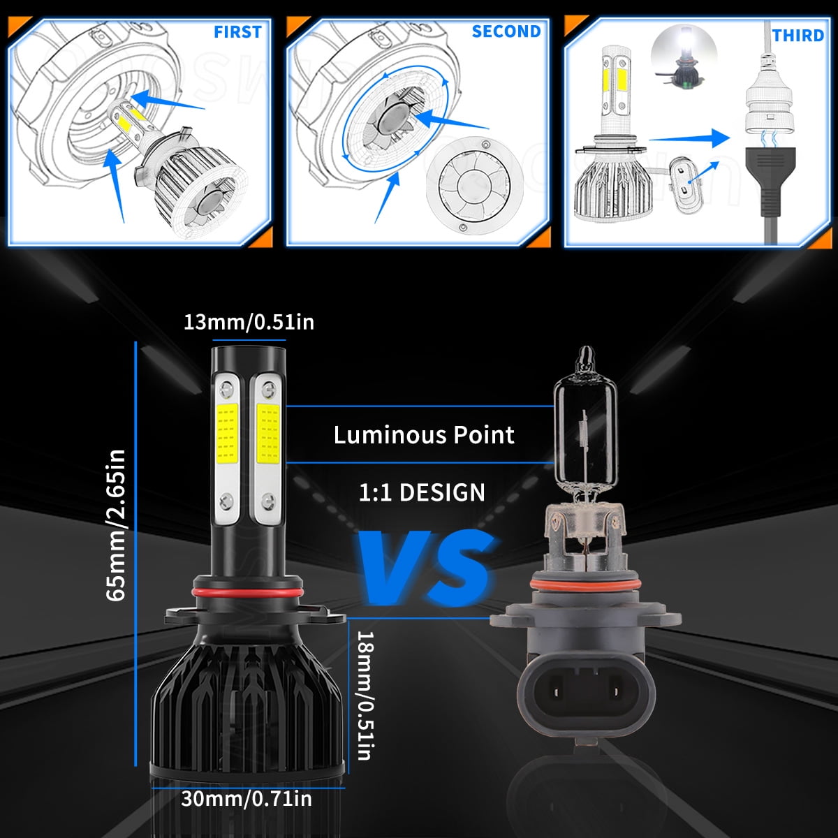 6000K 4Pcs LED Headlight 300% White Brightness, 9005/HB3+9006/HB4 High Low Beam LED Headlight, Canbus No Error, 4000LM  Bulbs For Chrysler 200 2011 2012 2013 2014