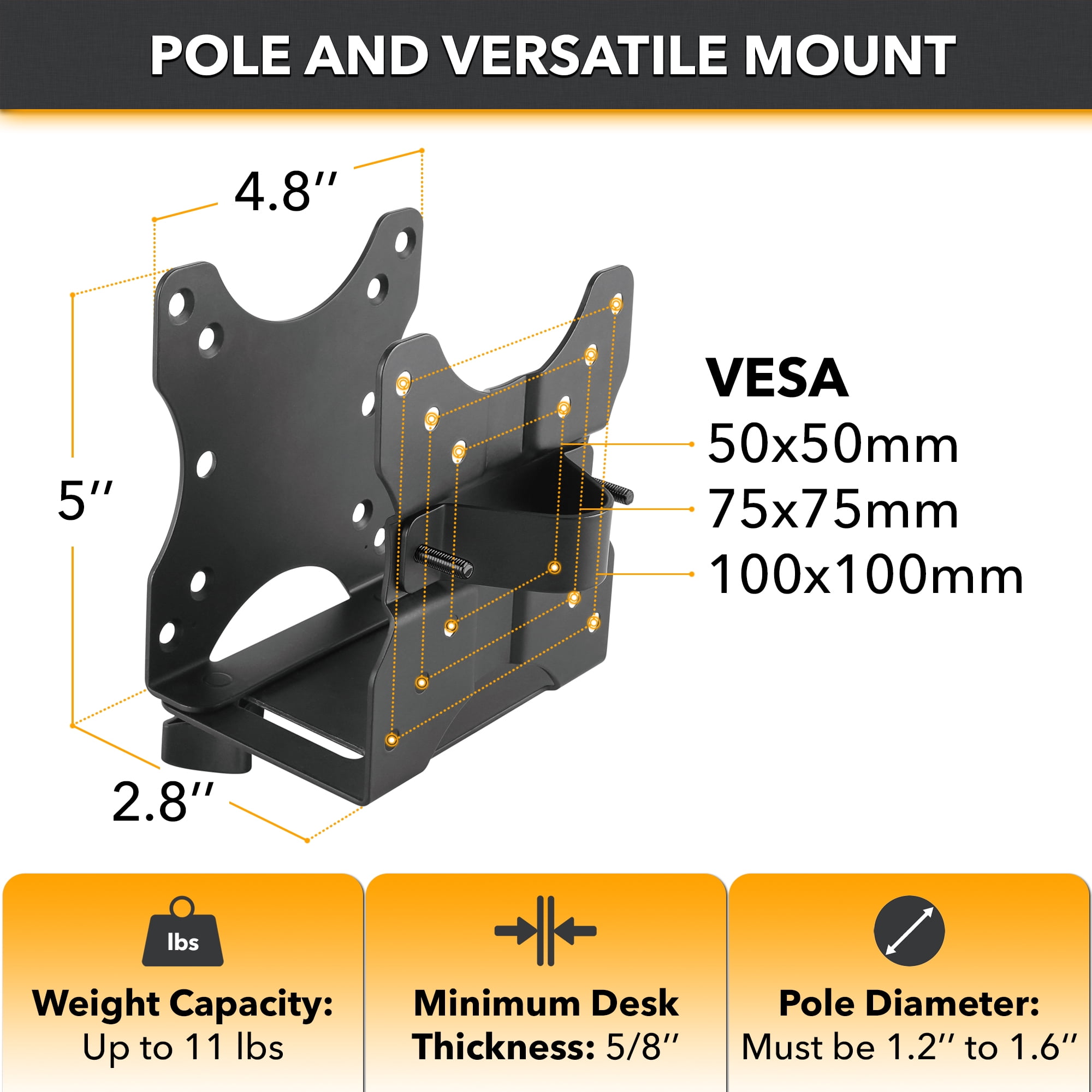 CondoMounts Wall Mount for Console, TV, Cable Box, Router | Adjustable 0.7"-2.8", 11lbs, Black