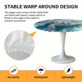 thumbnail image 6 of Ocean Turtle Wave Elastic Fitted Round Table Cover Coastal Marine Life Waterproof Outdoor Tablecloth for Holiday Party, Picnic, Patio & Dining Fits Tables Up to 36"-44", 6 of 8