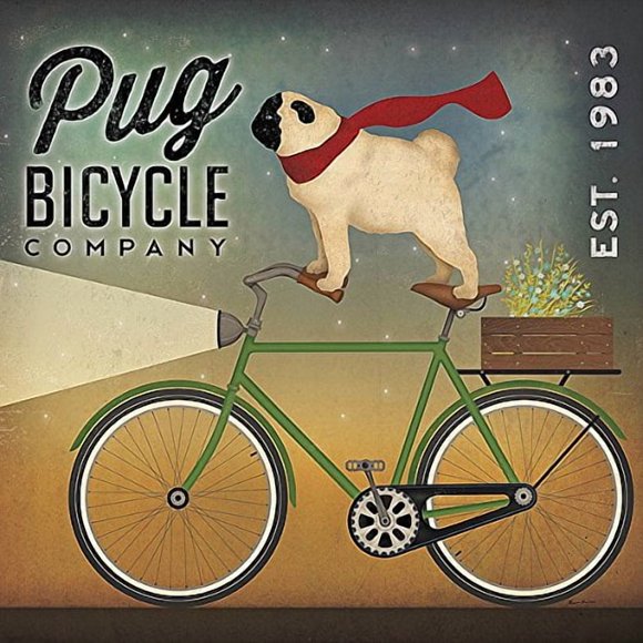 Picture Peddler Carlin à Vélo par Ryan Fowler Vintage, Animaux, Chiens, Animaux de Compagnie, Affiche Imprimée 12x12