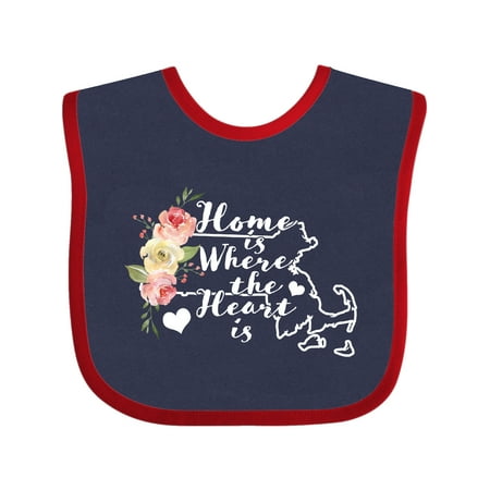 

Inktastic Massachusetts Home is Where the Heart is with Watercolor Gift Baby Boy or Baby Girl Bib