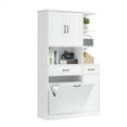 thumbnail image 6 of Euroco Tall Freestanding Storage Cabinet with Drawers and Doors, Adjustable Shelves, Flip Drawer Design, Modern Organizer Cabinet for Bathroom, Living Room, or Office, White MDF Cabinet, 6 of 9