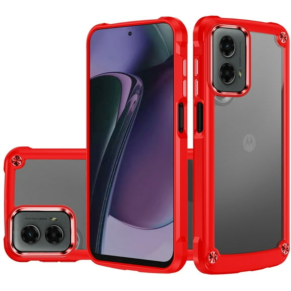 Military Grade Tough Shield Snap-on Transparent Case for Motorola Moto G Stylus 5G 2024 - Red