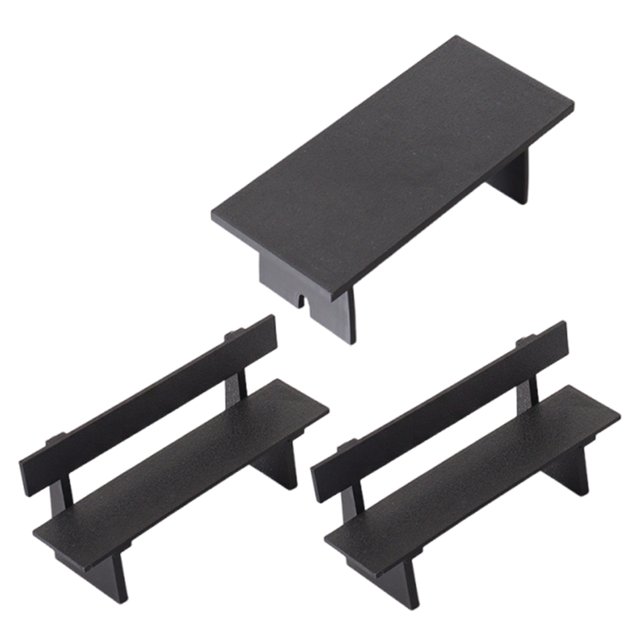 GOOHOCHY piezas de banco y mesa de parque en miniatura, muebles de casa de muñecas, accesorios de decoración, silla en miniatura, escritorio, accesorios a escala para microparque de jardín de hadas.