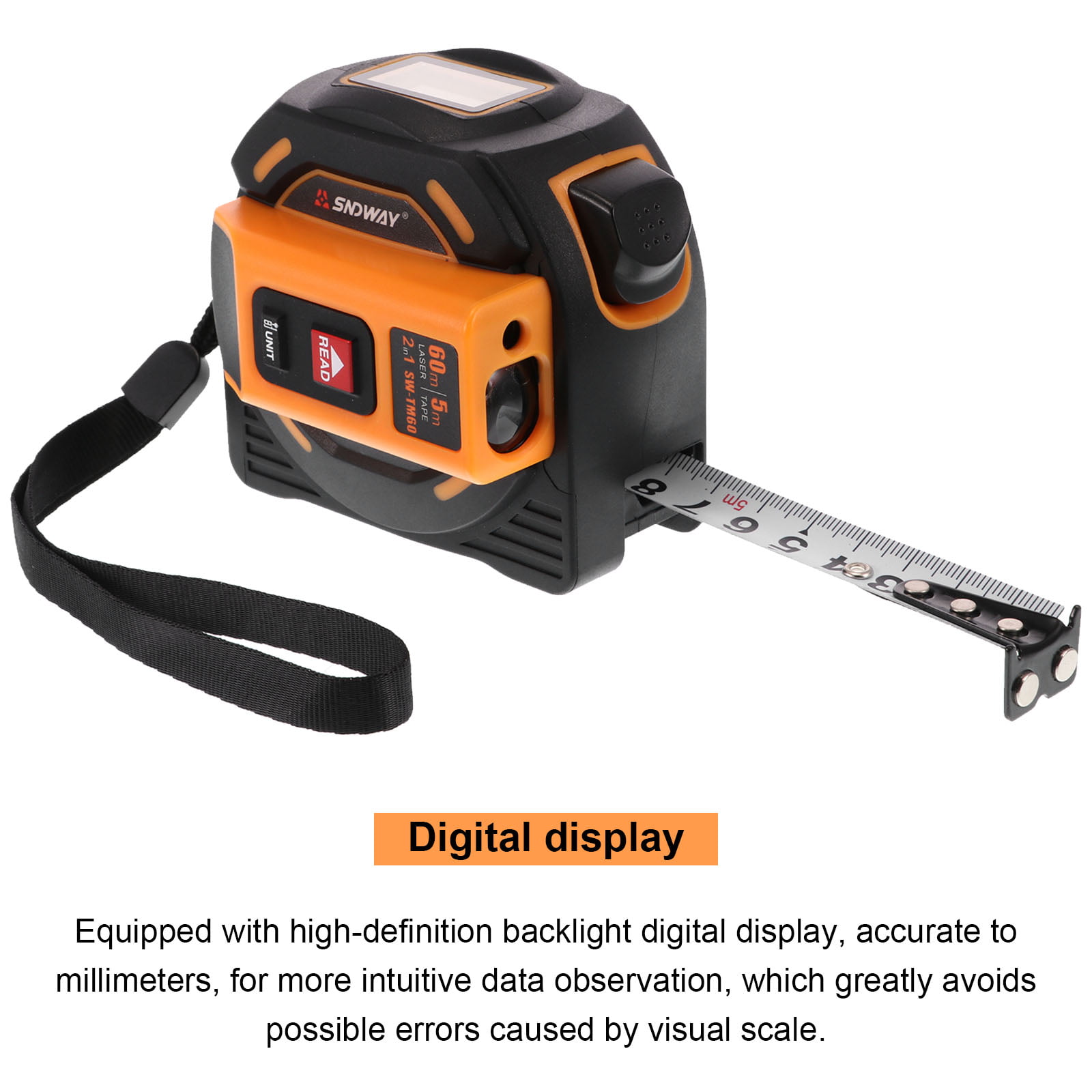 Details about   3 in 1 Laser Digital LCD Display Level Vertical Measuring Measure Tape Tool 