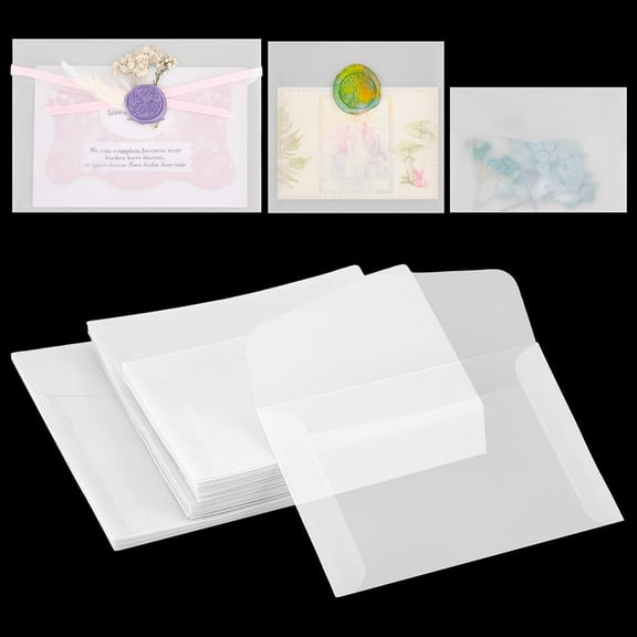 PH 50pcs 3 Sizes Translucent Envelopes Glassine Envelopes White Clear Paper Envelopes for Coin Stamp Gift Cards Wedding Lottery Invitations Project 6.9x 4.9''/4.7x4.7''/4.5x3.2'' White