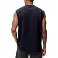 thumbnail image 4 of Domuza Mens Workout Tank Tops Sleeveless Tee Shirts Men Muscle Shirt Gym Acid Wash T Shirts Running Beach Loose Fit Tee Black L, 4 of 6