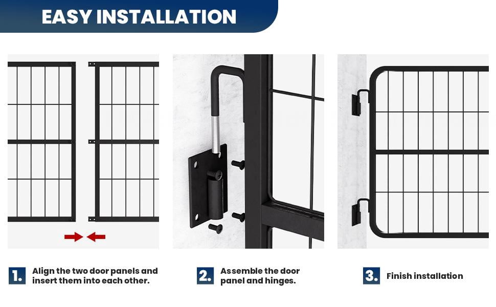 48-inch-wide barn door fence (made of heavy-gauge steel), featuring a quick-install safety gate (with convenient two-way opening), a thick surface coating, and a long service life; suitable for vario