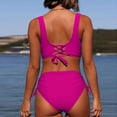 thumbnail image 3 of Swim Suits for Women 2024 Tummy Control High Waisted Bikini Sets Casual Two Piece Bathing Suit Front Cross Push Up Swimsuit, 3 of 6
