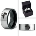 thumbnail image 4 of Tungsten Horse Bronco Equestrian Band Ring 8mm Men Women Comfort Fit Brushed Gray Flat Cut Black Polished, 4 of 4
