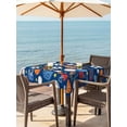 thumbnail image 3 of Outdoor Tablecloth with Umbrella Hole for Patio/Picnic/Party/Camping, Ball Sports Waterproof Table Cloth Square Cover Washable, Navy Blue (60"x 60"), 3 of 9