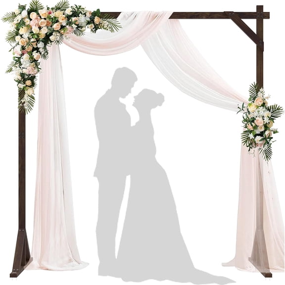 Square Wood Backdrop Arbor Stand, 7.2FT Wooden Wedding Arch, Indoor Outdoor Rustic Ceremony Floral Frame, Birthday Party Bridal Shower Banquet Proposal Scene Garden Beach Decoration, Brown