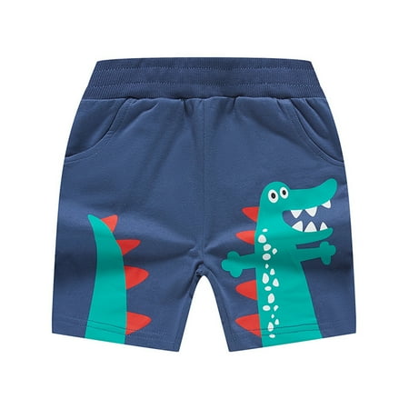 

MXIEZI Boys Girls Dinosaur Shorts Kids Baby Cotton Shorts Summer Cartoon Elastic Waist Short Pants for 1-8Y