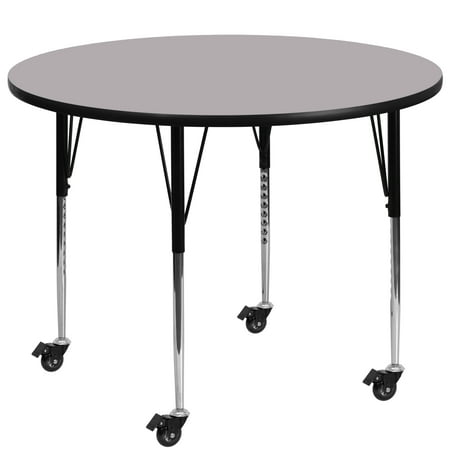 UPC: 0847254081030 | Flash Furniture Wren Mobile 42 Round Grey Thermal Laminate Activity Table – Standard Height Adjustable Legs