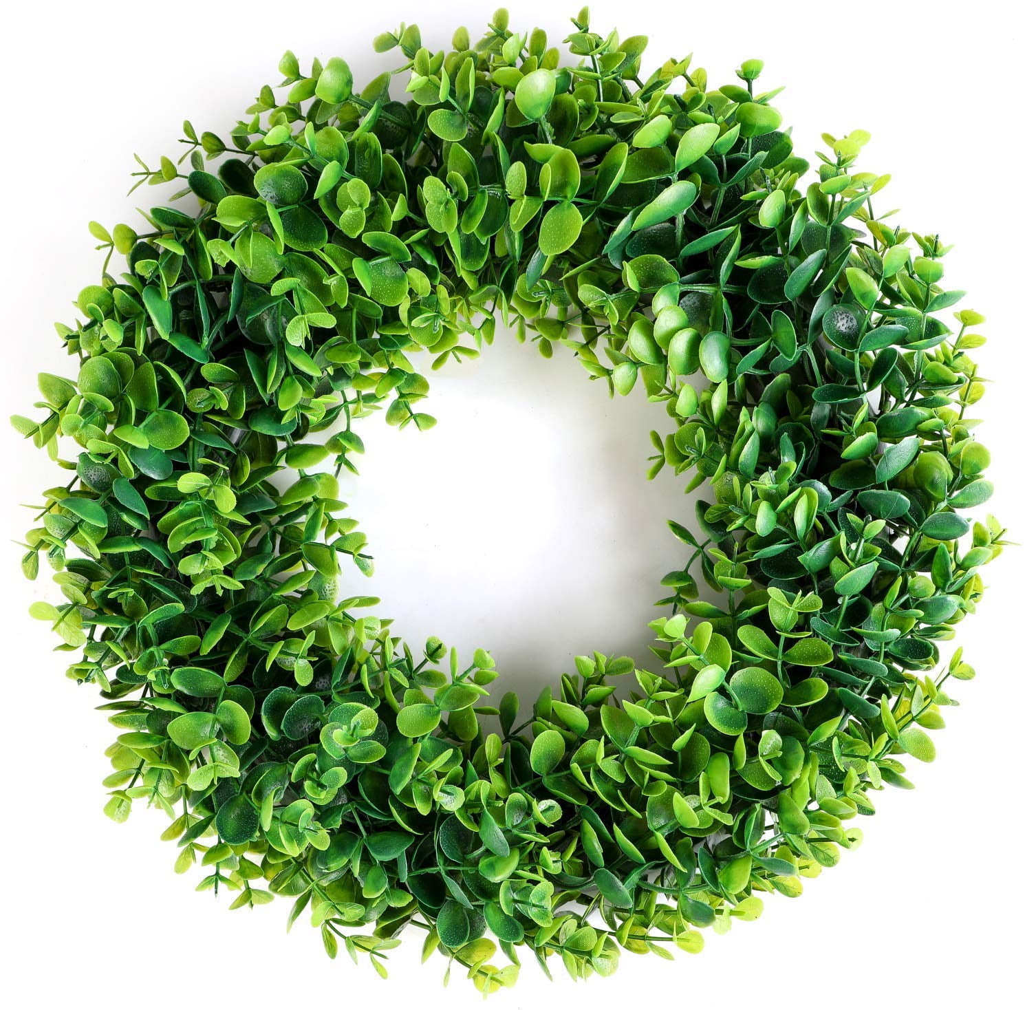 Eucalyptus Wreath 15 inch Artificial Green Wreath for Indoor Outdoor